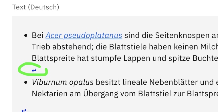 shift + enter ergibt...